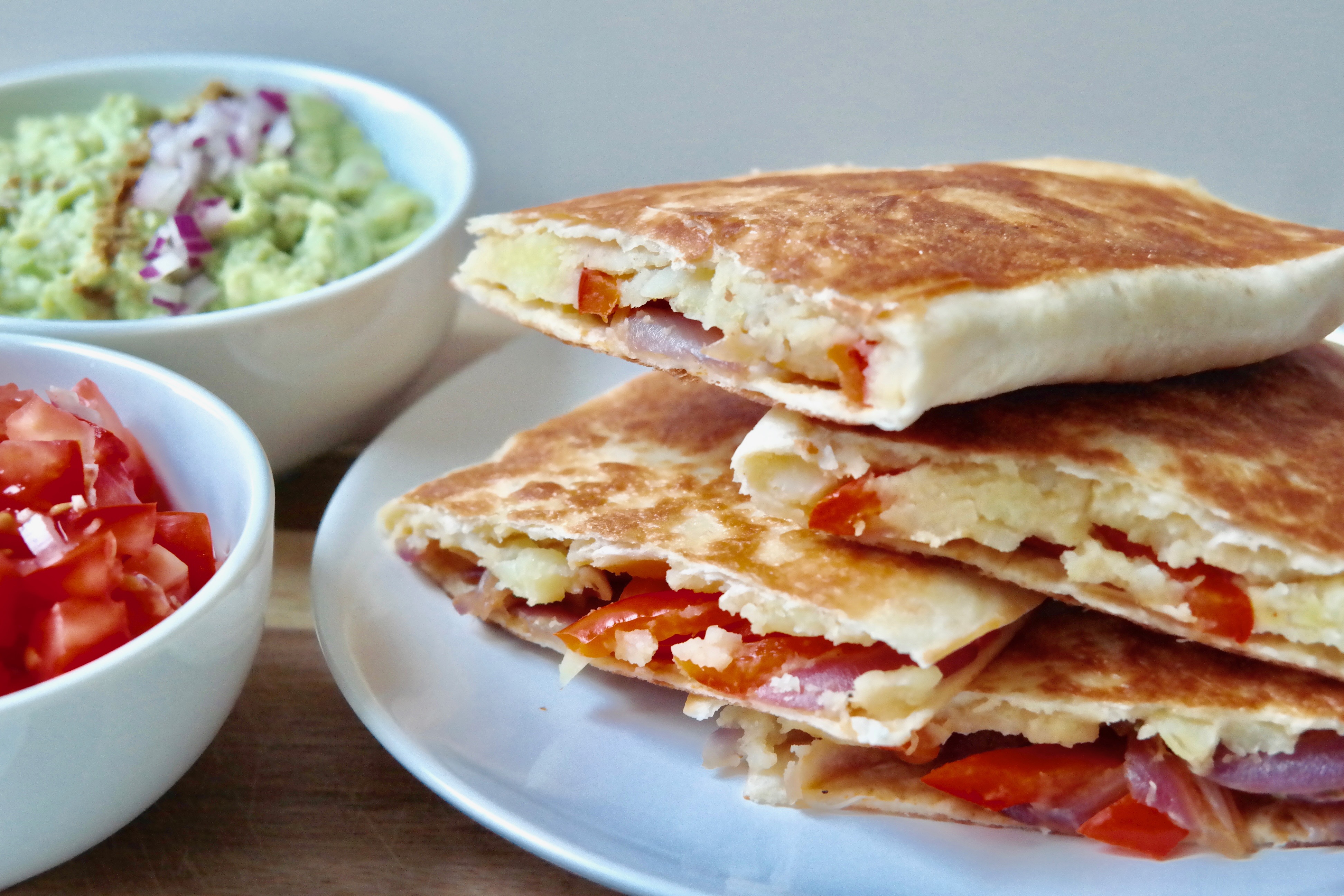 Leftover Garlic Mashed Potato Quesadillas