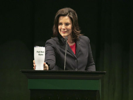 Whitmer delivers budget message at Flat Rock Community High School