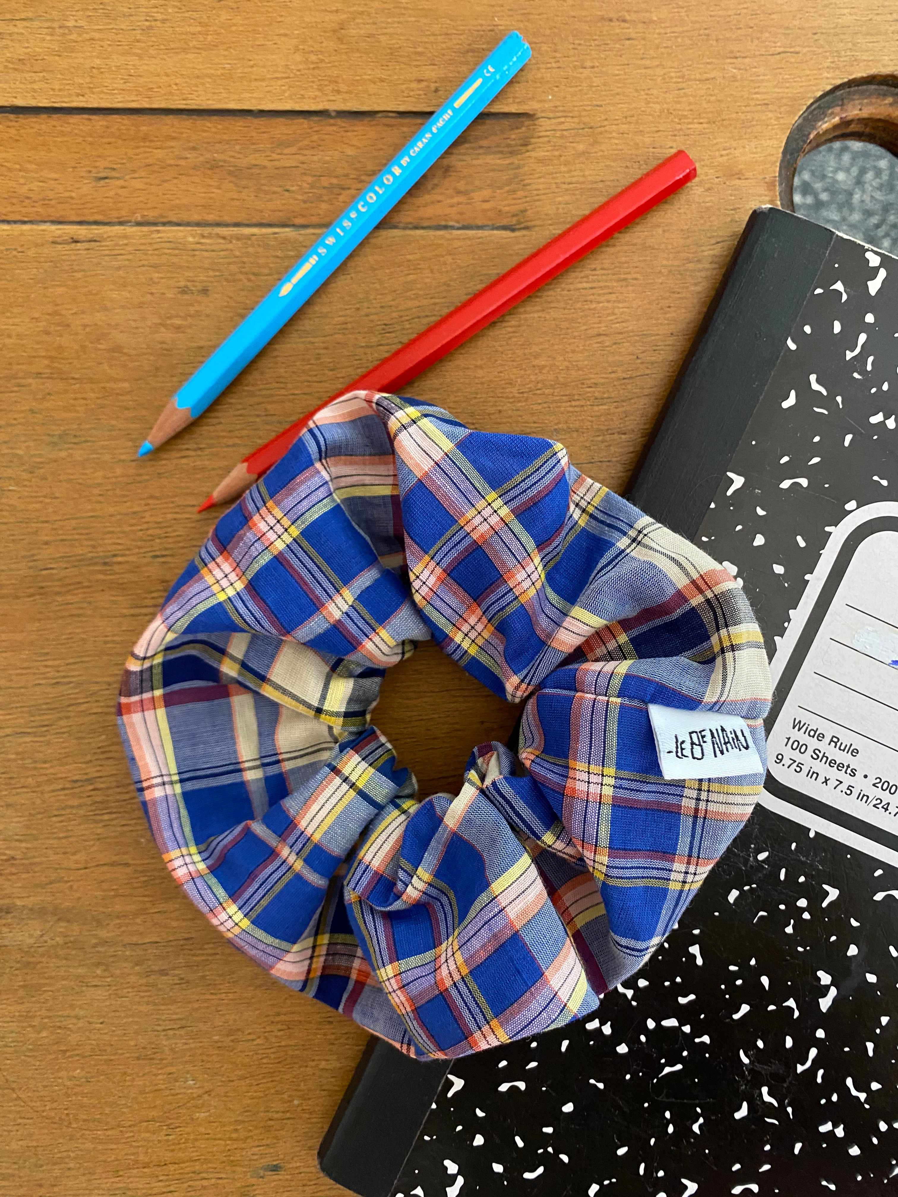 Scrunchie papysquare bleu