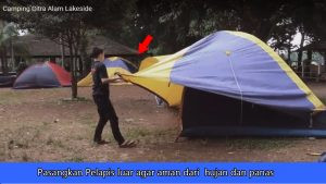 memasang pelapis tenda dome citra alam lakeside