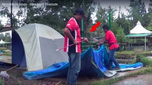 proses pendirian tenda dome citra alam riverside