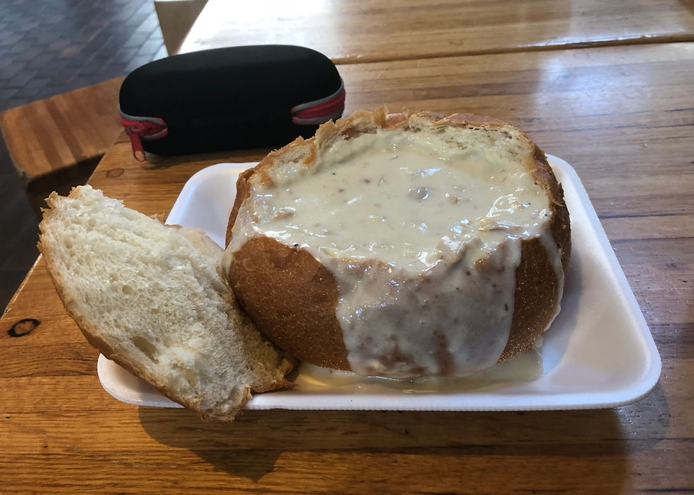 clam chowder eaten by a chicago escort