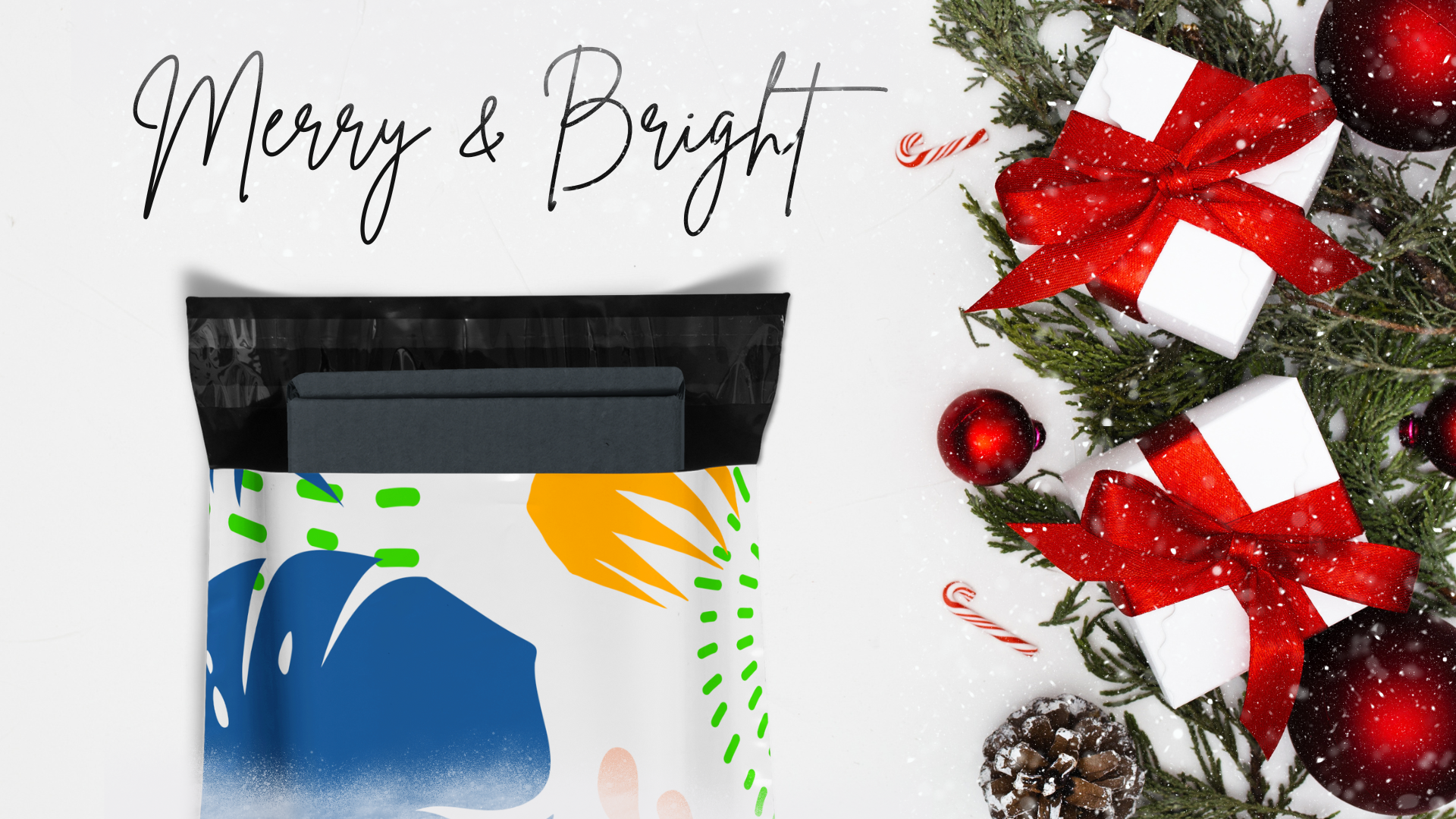 Poly mailer bags for holiday gift wrapping