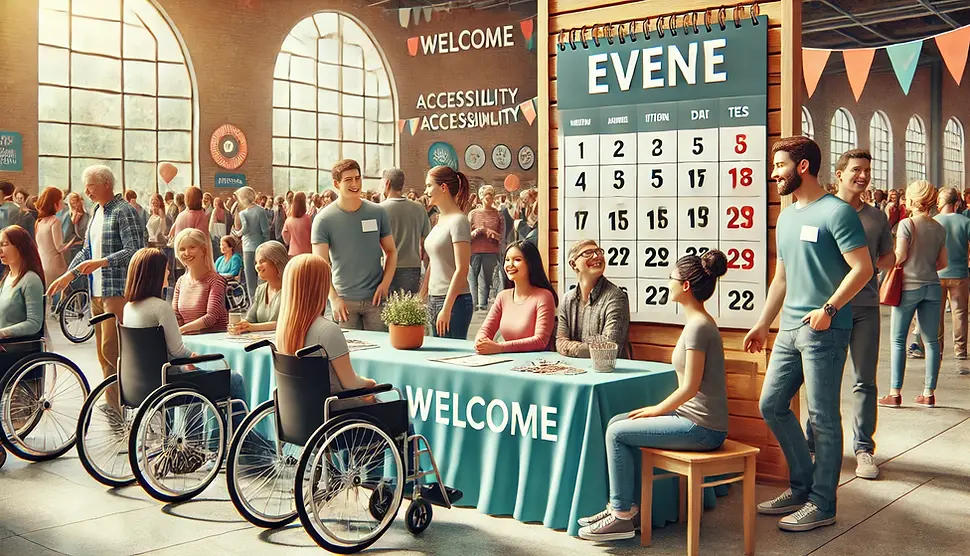 DALL·E 2025-03-19 12.38.38 - A welcoming and inclusive event scene featuring people with a