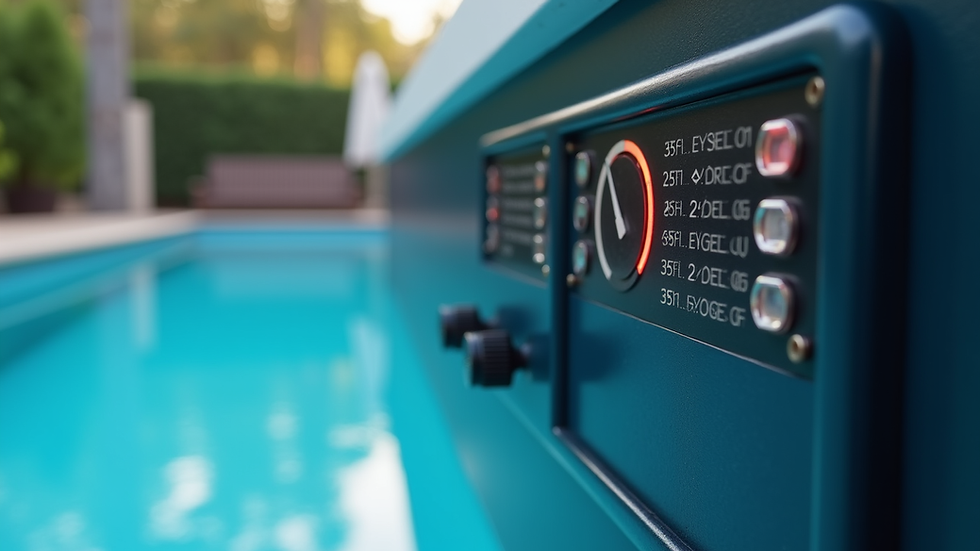 Eye-level view of a pool pump control panel showing speed settings
