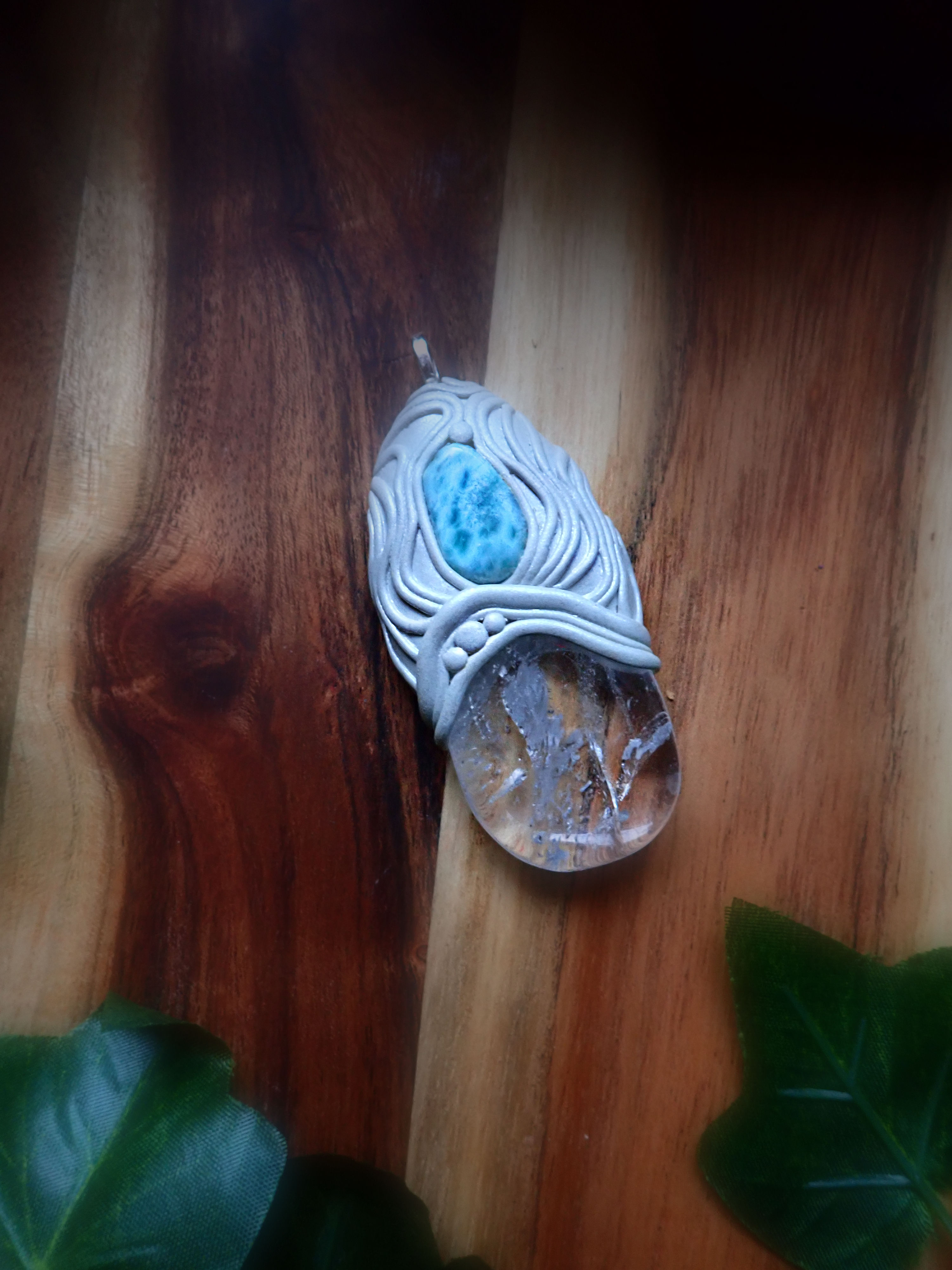 Enlighten - Larimar & Clear Quartz Pendant