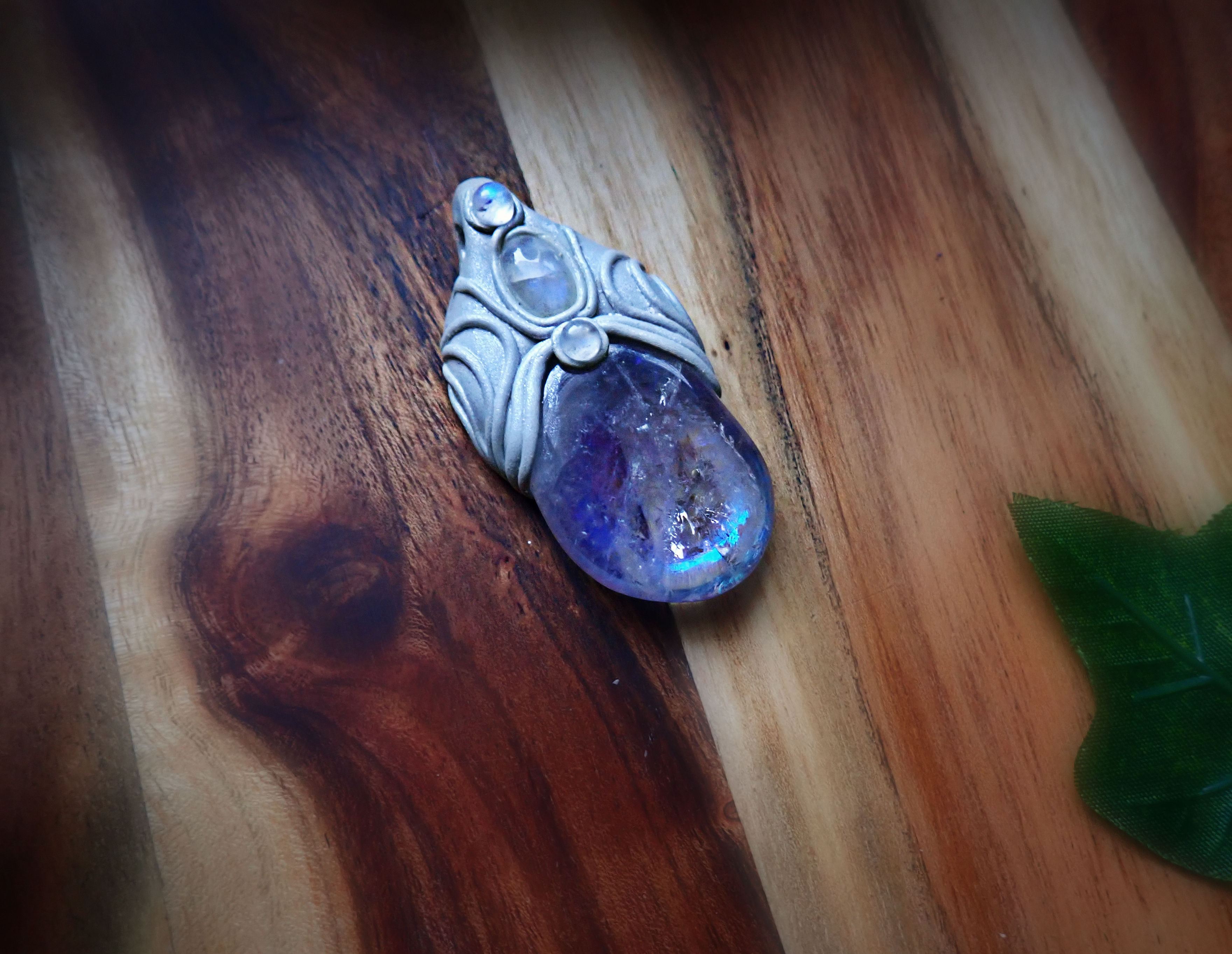 Guided ~ Aura Amethyst & Moonstone Pendant
