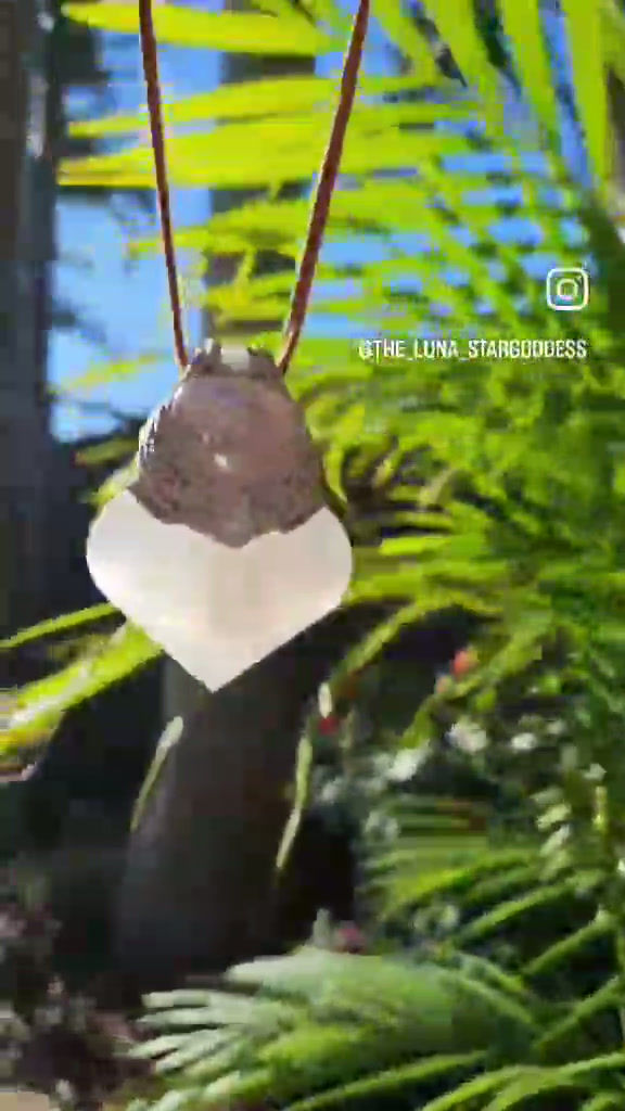 Thumbnail: Tender Heart Selenite & Aura Rose Quartz Pendant