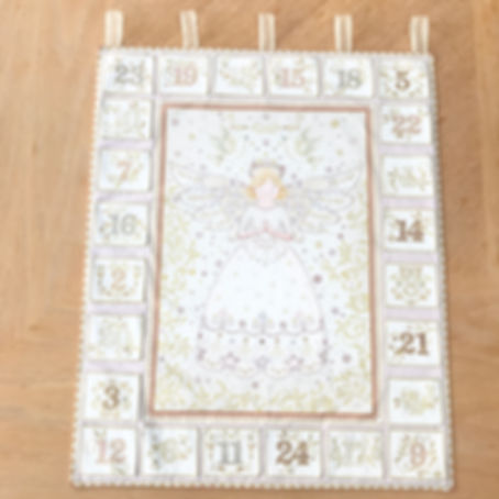 Angel Fabric Pocket Advent Calendar - cream