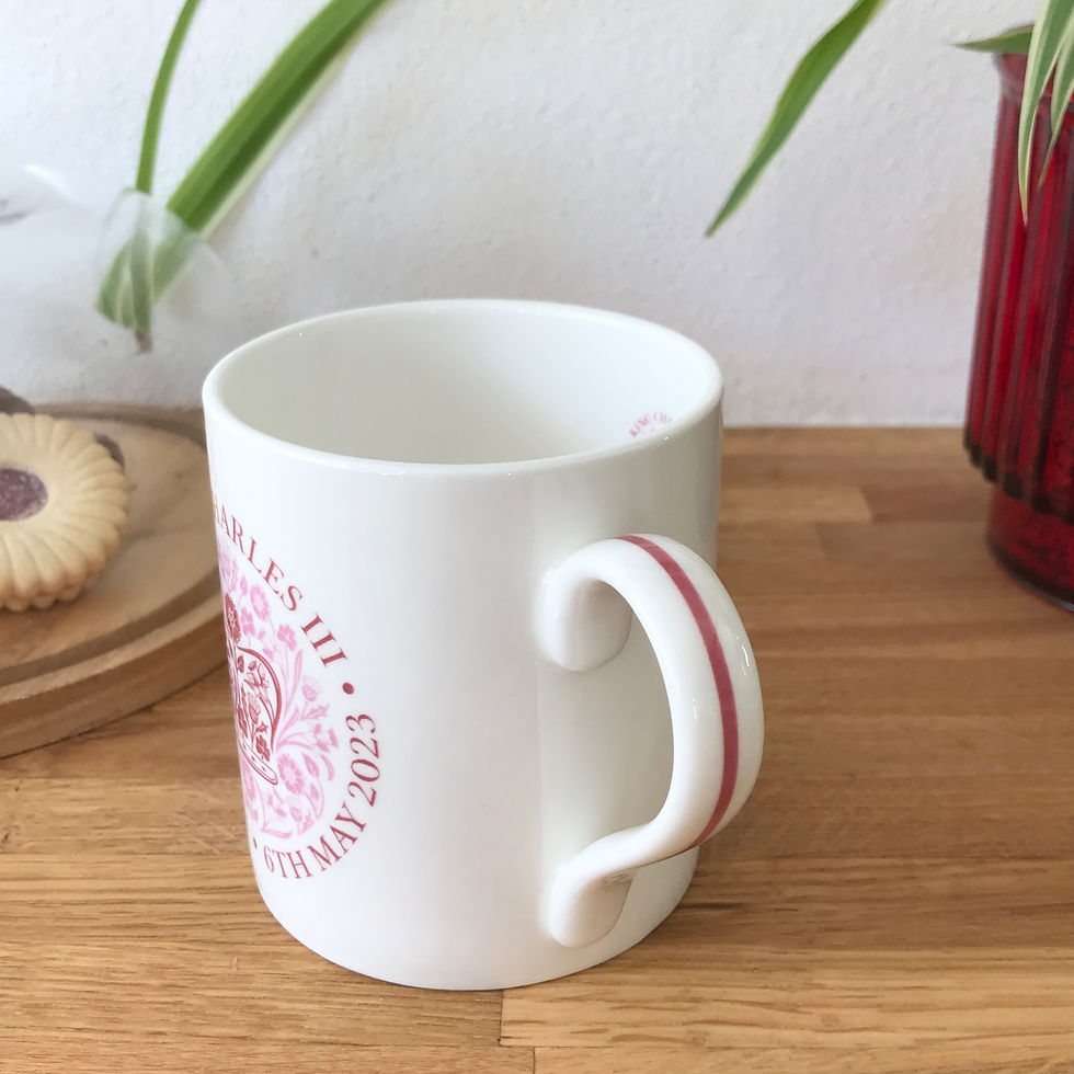 Thumbnail: King Charles III Coronation Souvenir Bone China Mug - Pink