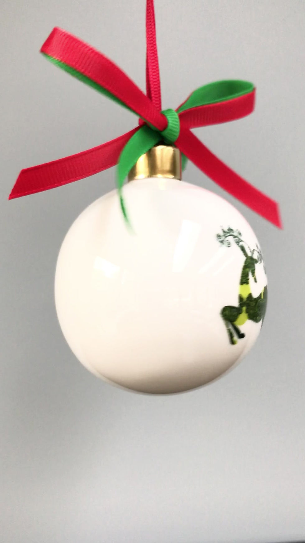 Thumbnail: Green Leaping Reindeer Bone China Bauble