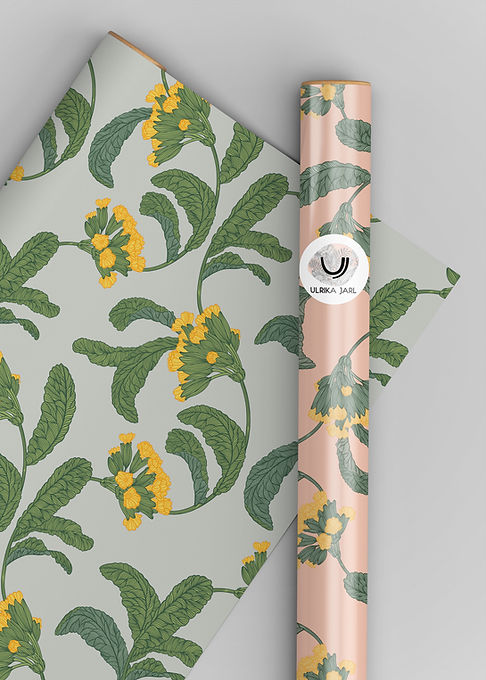 Cowslip pattern printed on wrapping paper