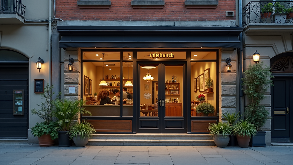 Eye-level view of a small business storefront with a welcoming entrance