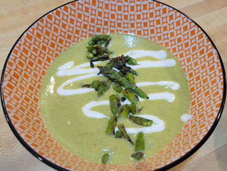 Grilled Aspragus & Celery Root Bisque