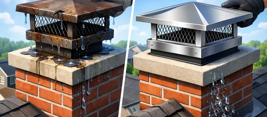 Chimney Cap Replacement to Stop Leaks