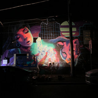 Colorful Mural outside HTC in Phoenix, AZ made by Nyla lee