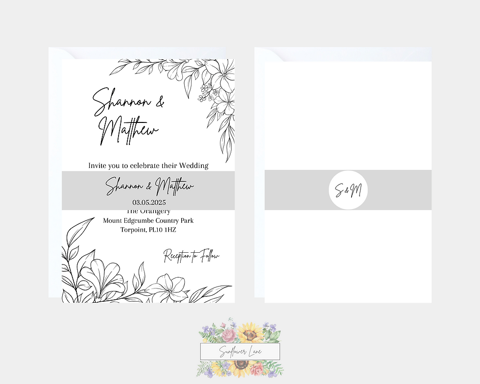 Thumbnail: Spring Monochrome Floral Wedding Invitation Set, Wedding Invitation Suite