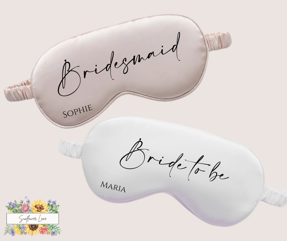 Thumbnail: Bridal Party Eye Masks | Personalised Bridesmaid, Bride, Wedding Eye Masks
