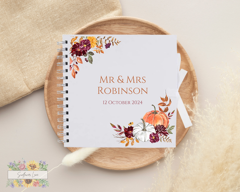 Thumbnail: Personalised Wedding Guestbook - Autumn Wedding - Autumn Pumpkin