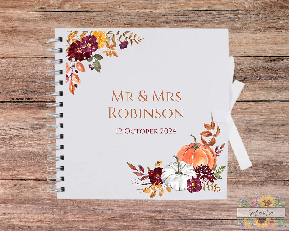 Thumbnail: Personalised Wedding Guestbook - Autumn Wedding - Autumn Pumpkin