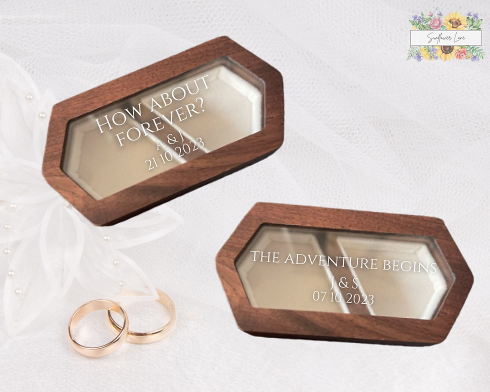 Thumbnail: Personalised Wooden Ring Box - Wedding Ring Box with Glass Top.