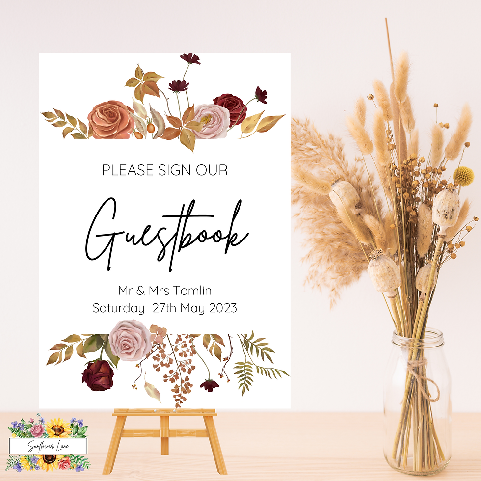 Thumbnail: Autumn Rose Personalised Wedding Signs | Wedding Signage