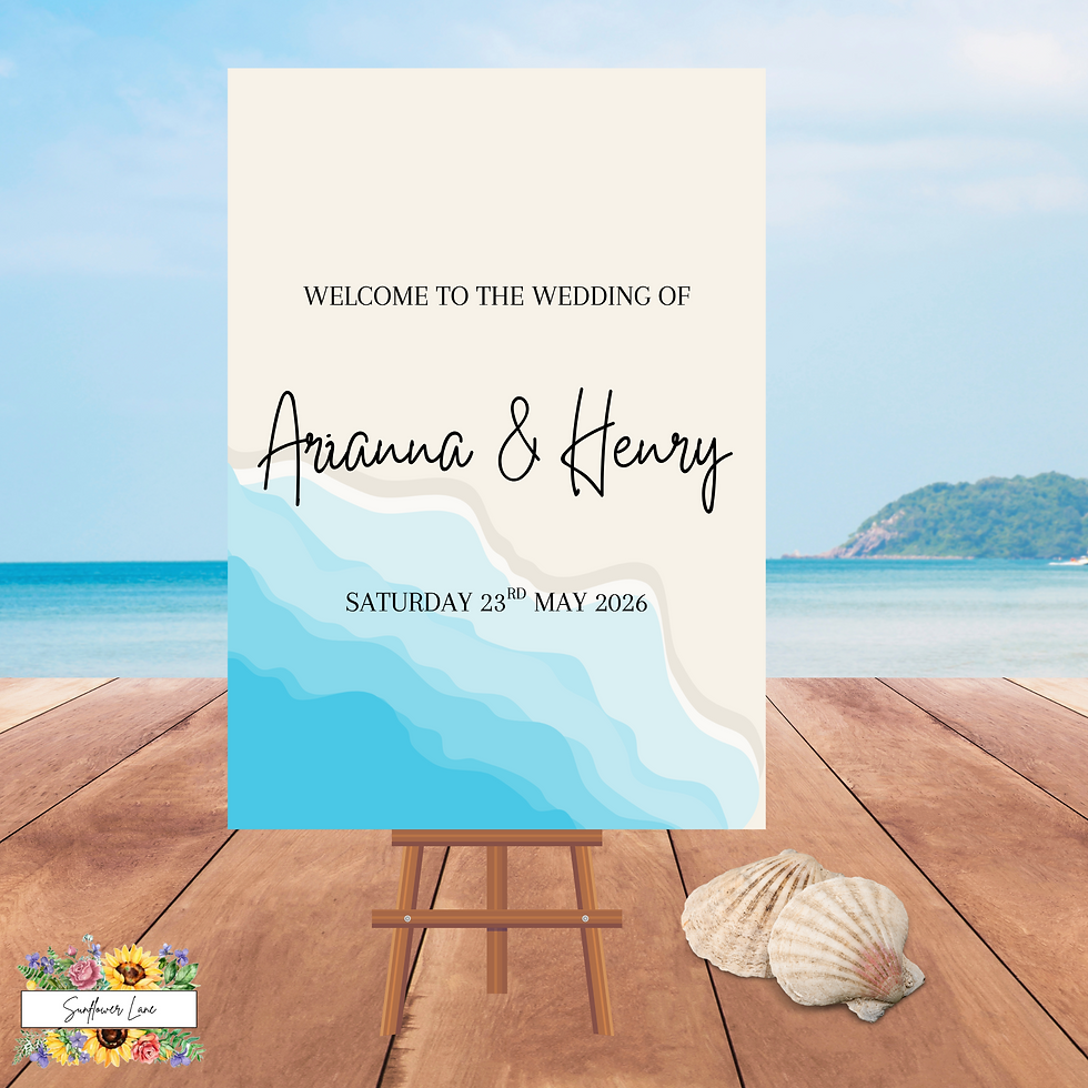 Thumbnail: Personalised Wedding Signs | Beach Wedding | Summer Wedding | Design 3