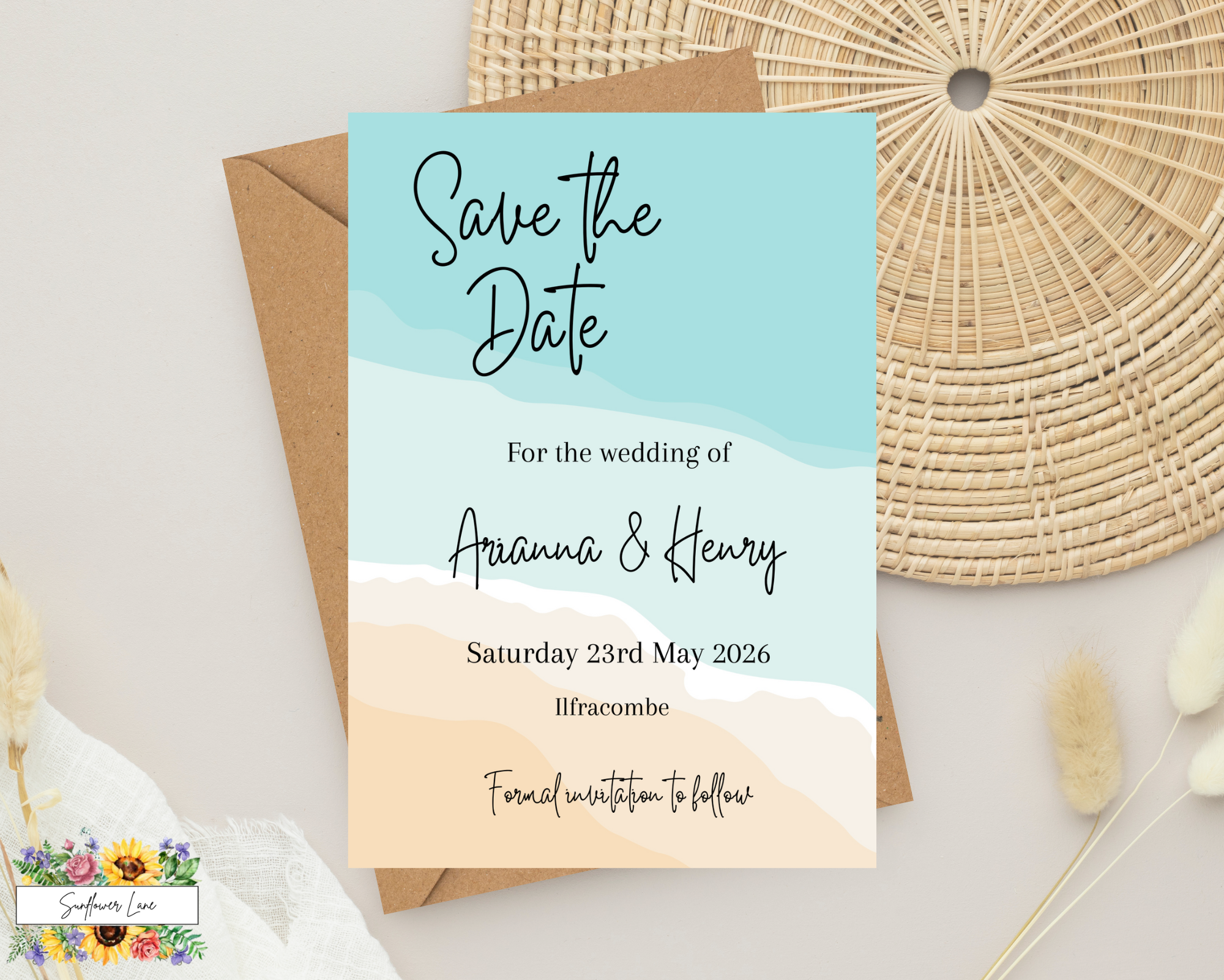 Beach Save the Date | Summer Wedding Save the Date Cards | Sea | Sand | Waves