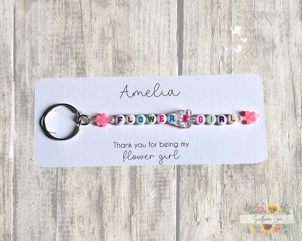 Thank you for being my Flower Girl personalised keyring keepsake gift