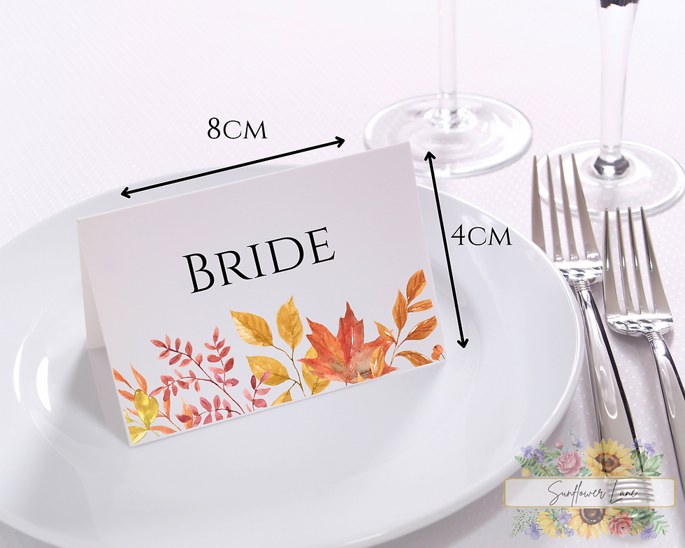Thumbnail: Personalised Wedding Name Place Cards, Wedding Seating Cards - Autumn Leaves
