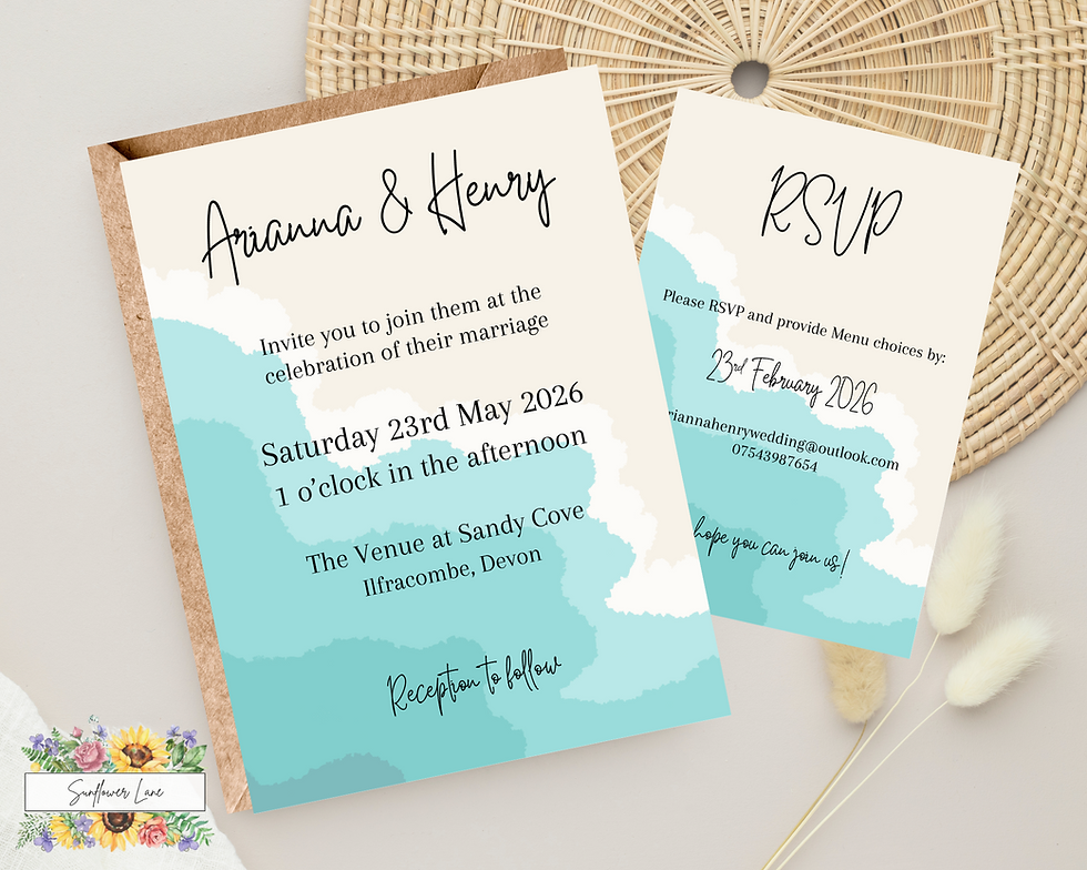 Thumbnail: Beach Wedding Invitation Set, Summer Wedding Invitation Suite. Sand, Waves, Sea