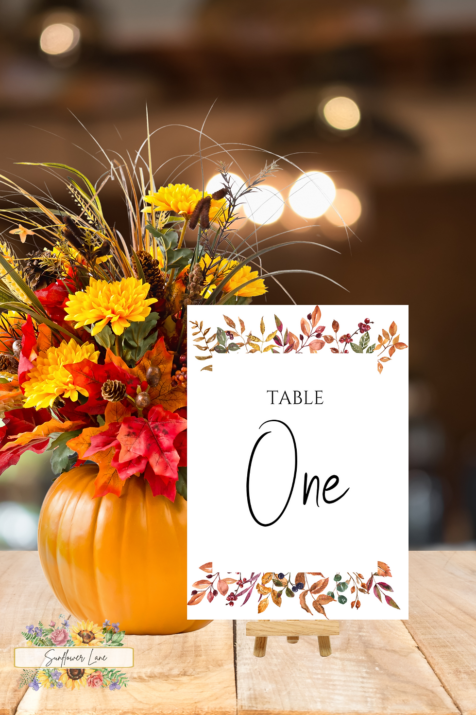 Thumbnail: Wedding Table Numbers, Wedding Reception Signage, Autumn, Foliage