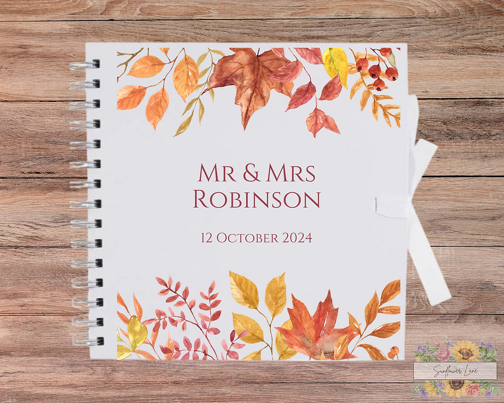 Thumbnail: Personalised Wedding Guestbook - Autumn Wedding Design - Autumn Leaves