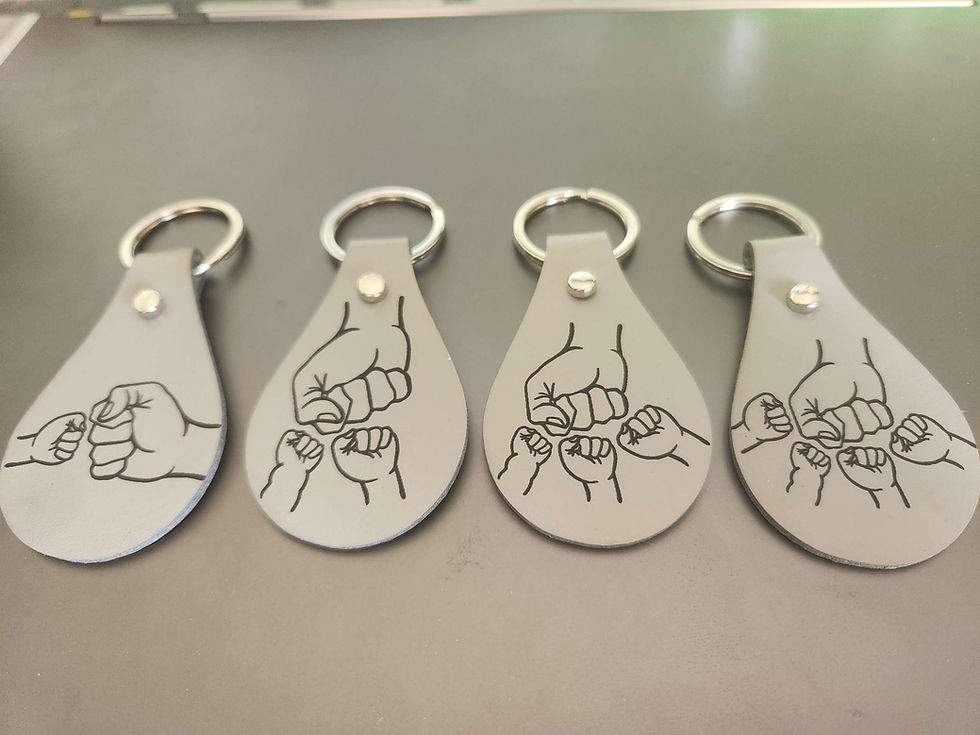 Dad and Kid Leather Keychains