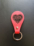 Red heart keychain, handmade with 'GRAMA with heart' text