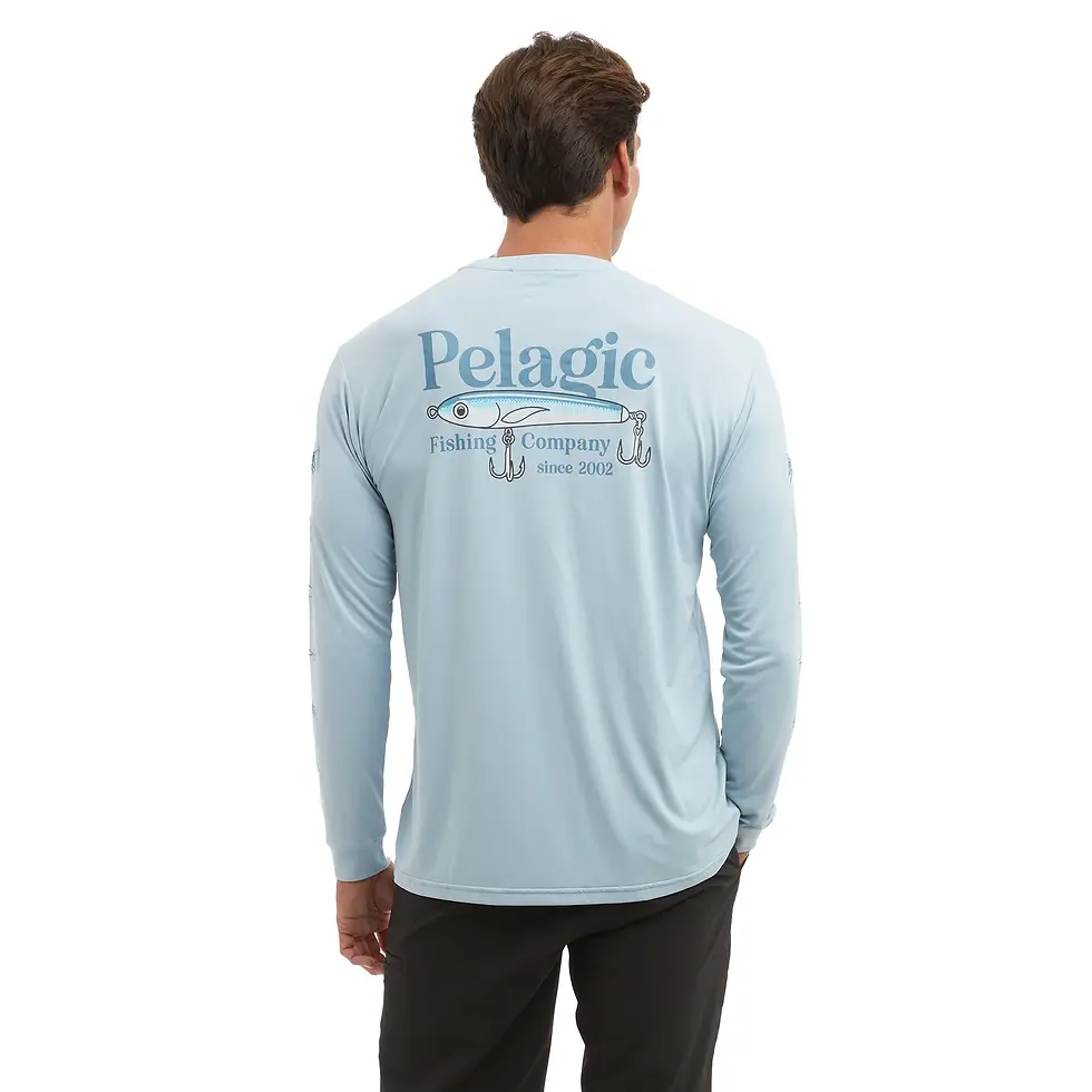 Miniatura: Pelagic Aquatek Stick Em Fishing Shirt Blue Fog