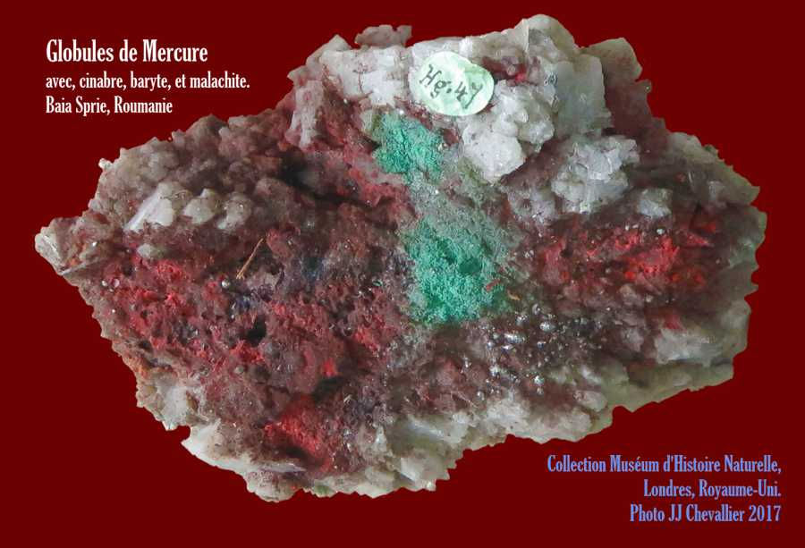 Mercure cinabre malachite baryte - MHN Londres