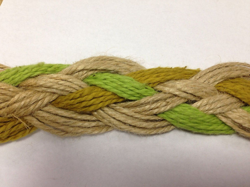 Jute Natural & Green Flat Braid Trim