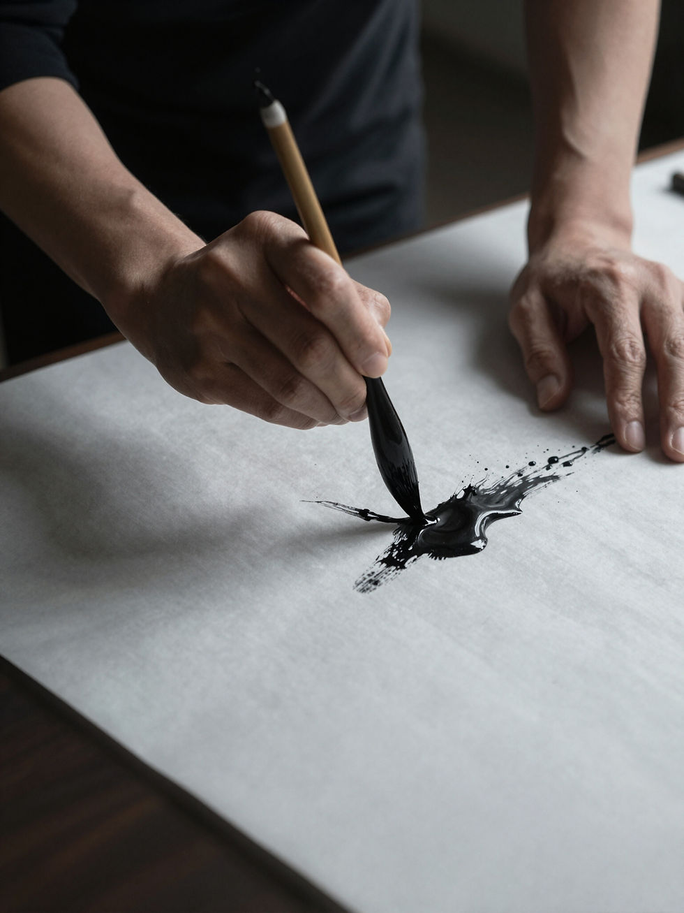 High-contrast calligraphy art piece by Master Lin