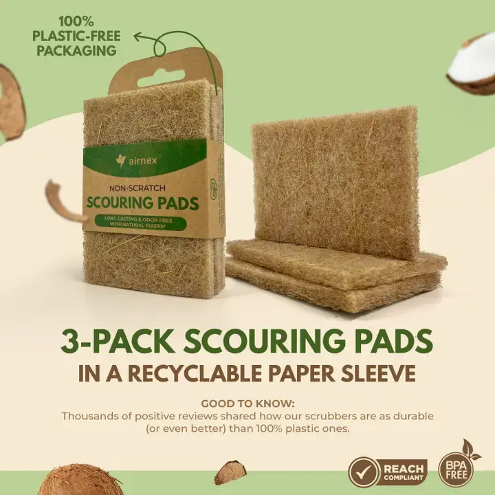 Thumbnail: 3 Eco-Friendly, Coconut Scourer Pads