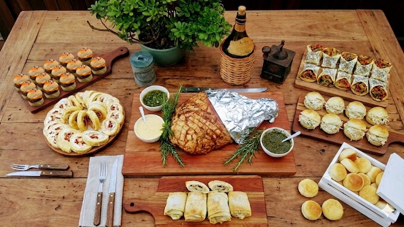 Menú Exclusivo #3: Box Finger Food 50 u. + Pernil de cerdo 10/13 Pers. aprox.