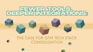 Multicolored cubes at uneven heights threaded by a single glowing gold line, illustrating one source of truth across a GTM tech stack.