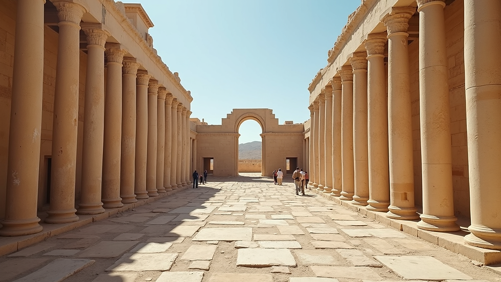 Eye-level view of ancient Persian ruins with stone columns