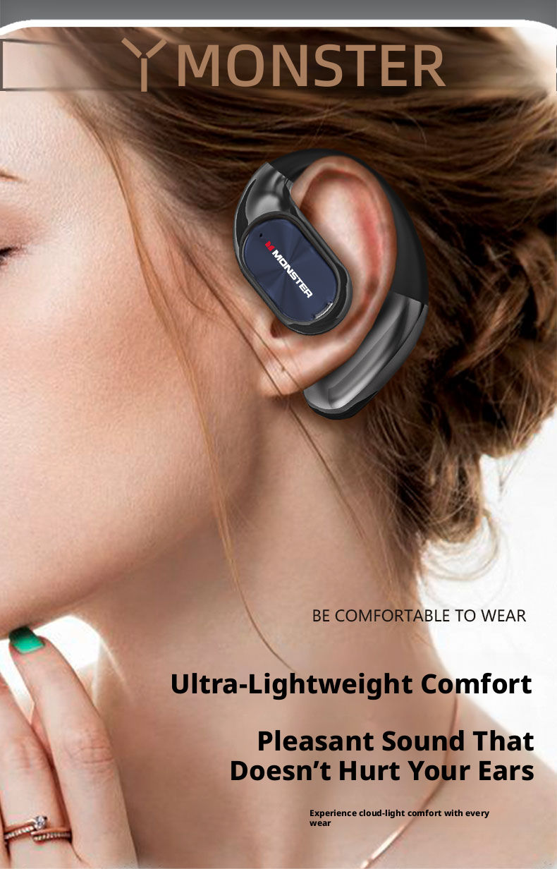 Thumbnail: Monster AC530 Bluetooth Headset — Open Bi‑Folding, Sports Ear Hook Design