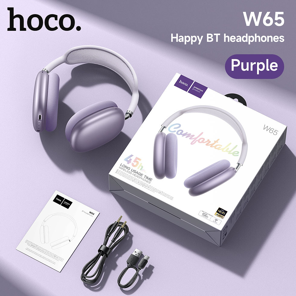 Thumbnail: W65 Bluetooth 5.4 Headphones — Over‑Ear, Fabric Eartips, 45H Playtime