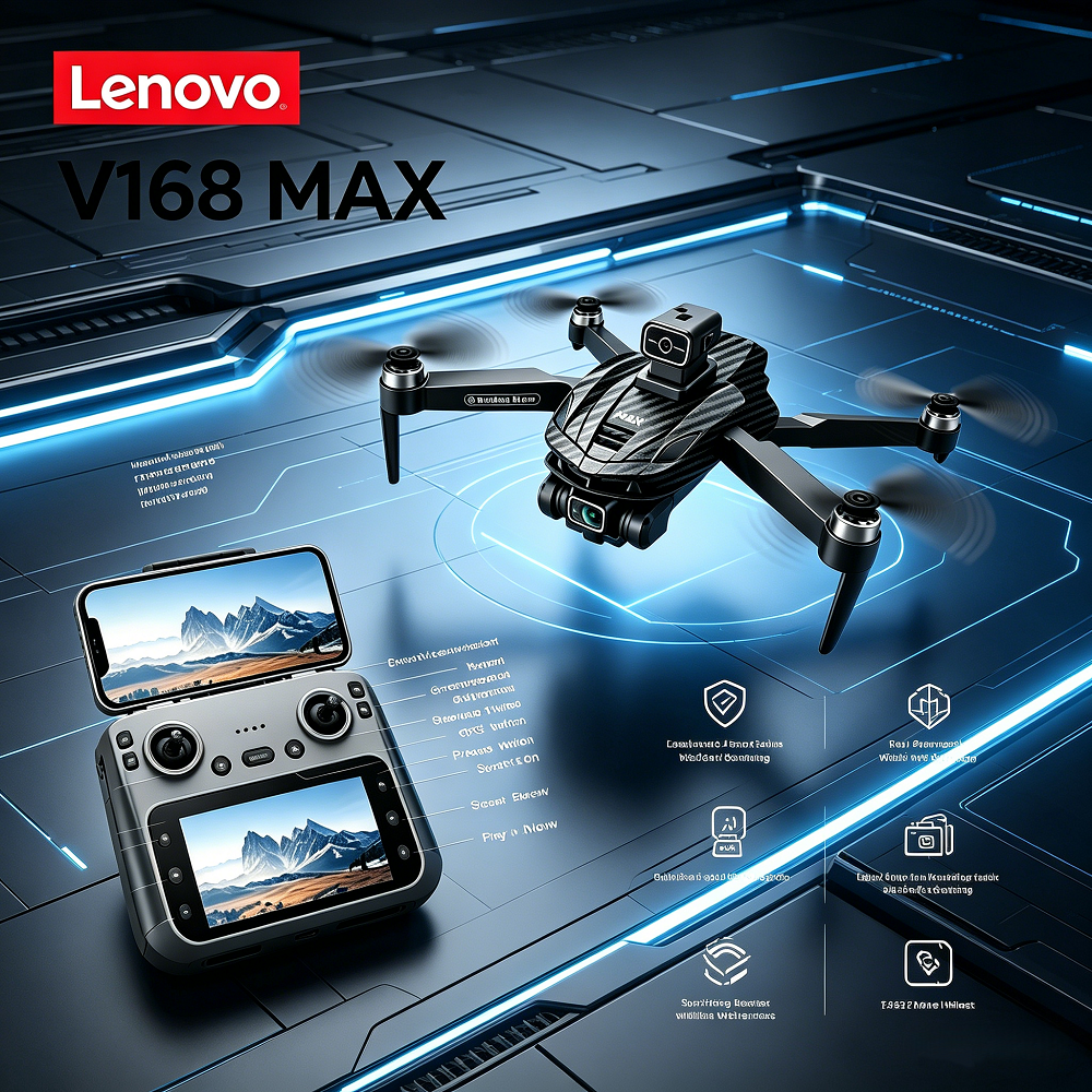 Lenovo V168 MAX Drone — GPS, 8K Camera, 4‑Way Obstacle Avoidance, 30min Flight