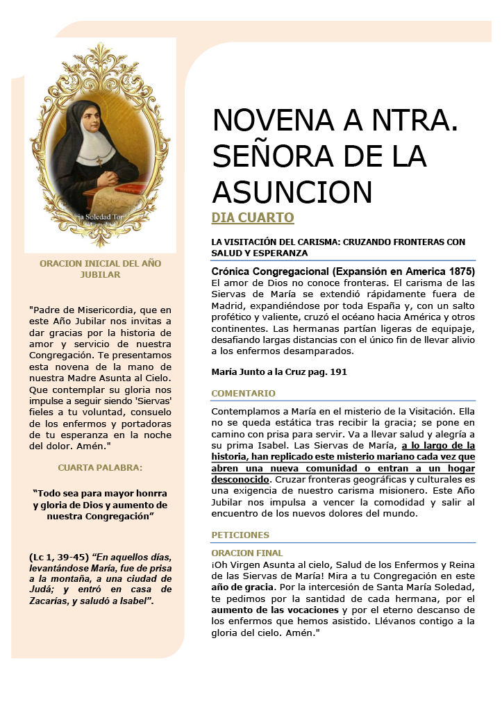 Novena a Nuestra Señora de la Asunción — Cuarto Día