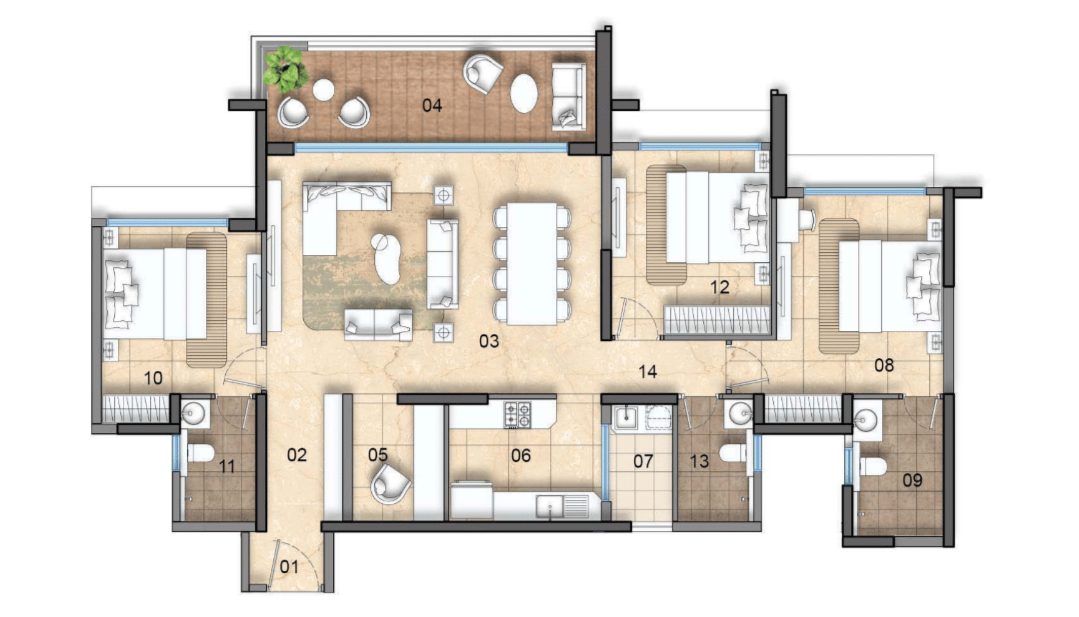 3 BED with Study