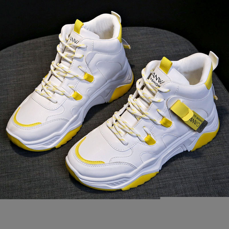 Thumbnail: High-Top Sneakers for Women - White Athletic Shoes