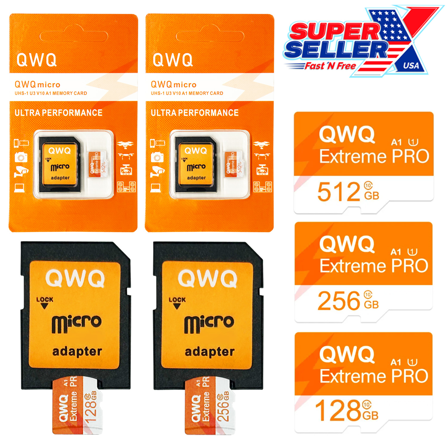 2 Pack Extreme PRO Micro SD Cards 128GB, 256GB, 512GB 100MB/SEC